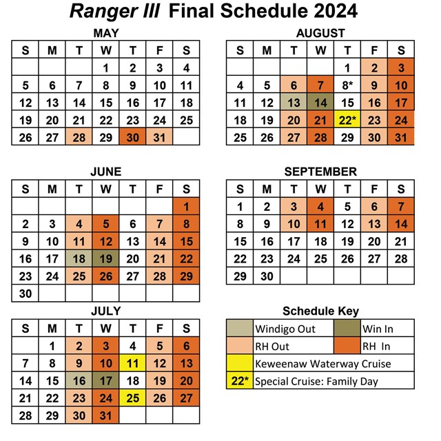 Image of RANGER III passenger ferry summer 2024 schedule.