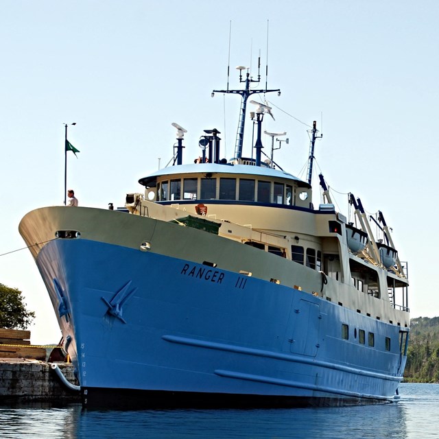 RANGER III docked at Mott Island on Isle Royale. 