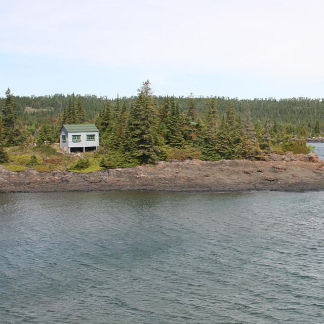 View from Scoville Point looking at the Dassler Cabin.