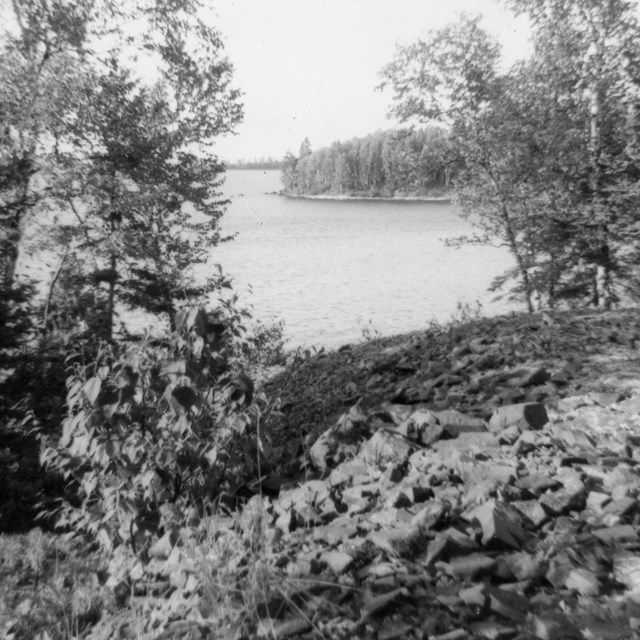 poor rock pile looking out over Lake Superior