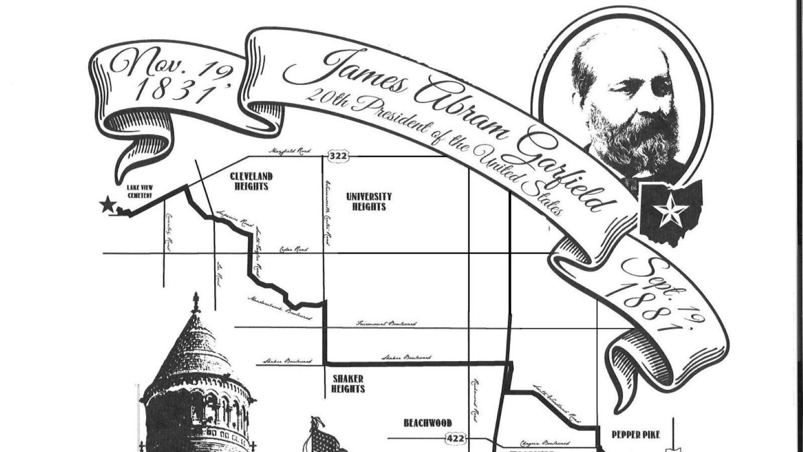 Map of places related to James Garfield