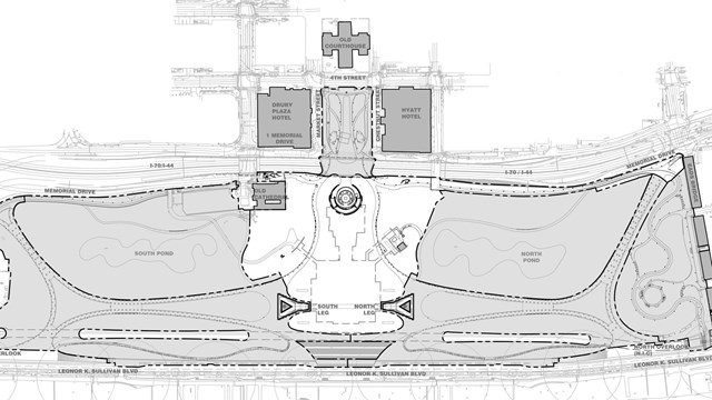 Schematic drawing of the Gateway Arch grounds