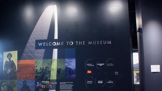 Color image of the Welcome to the Musuem at the museum enterance.