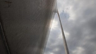 Photo from the bottom of the Gateway Arch, looking up towards the top keystone.