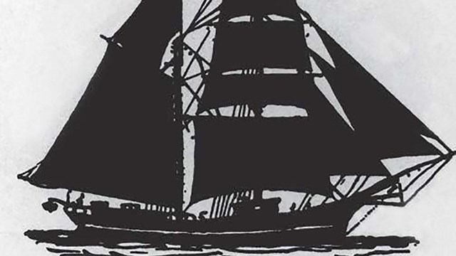 illustration of a ship with both triangle and square sails