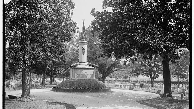 historic photograph of a medium sized monument