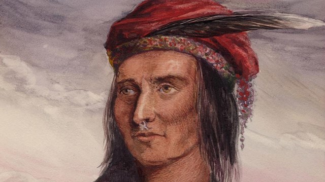 A painted portrait of Tecumseh