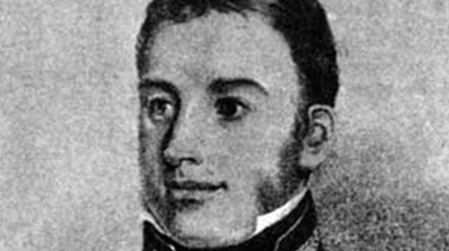 A black and white sketch of Sir Edward Packenham