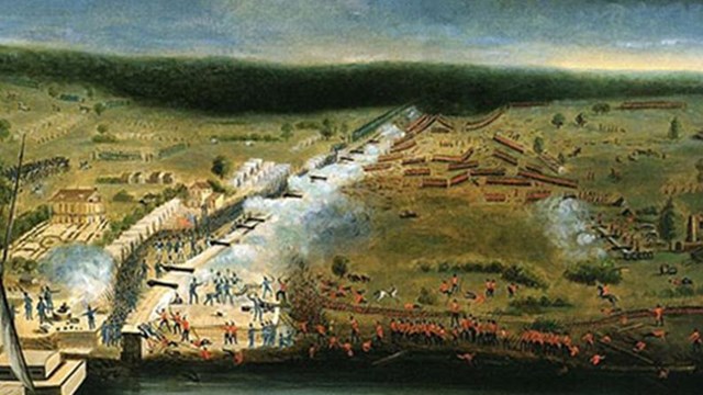 A painting depicting the Battle of New Orleans