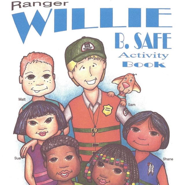 illustration of a ranger and kids in life jackets