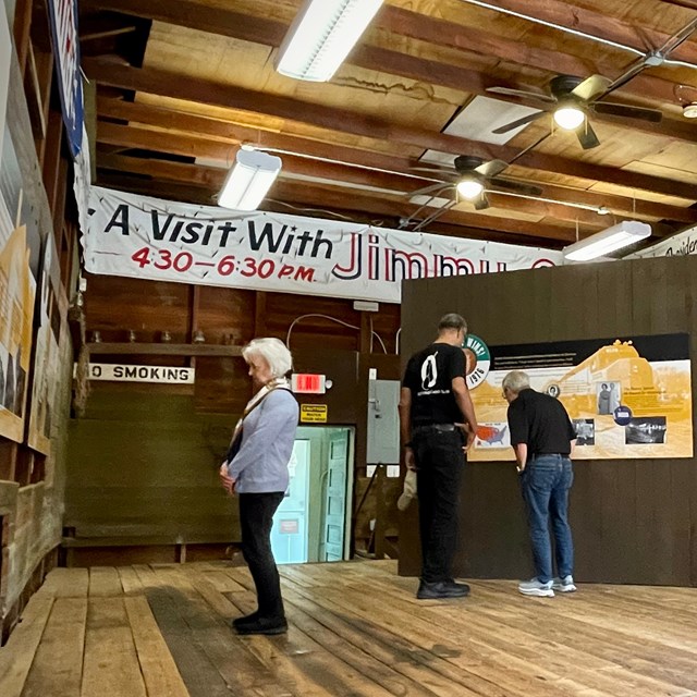 Interior of train depot. 