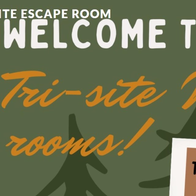 screenshot of landing page announcing virtual escape room