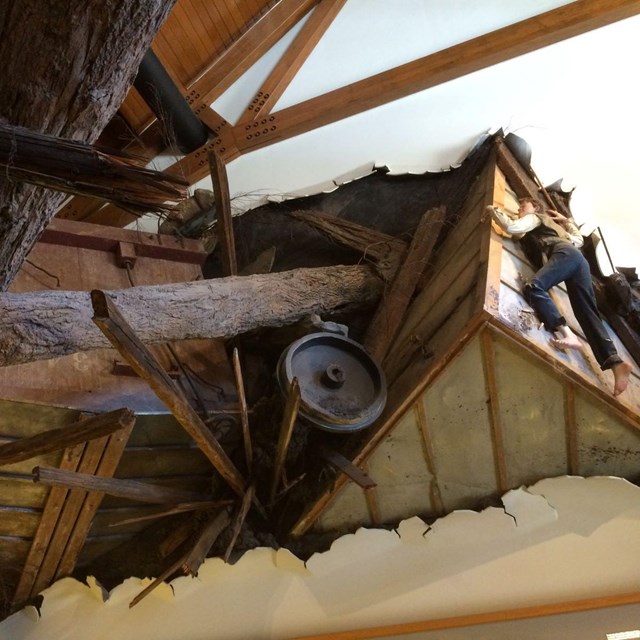 Debris exhibit in the Visitor Center.