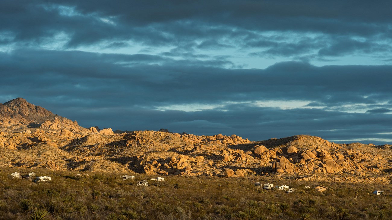 Color photo of evening light on Cottonwood Campground by NPS / Kurt Moses.