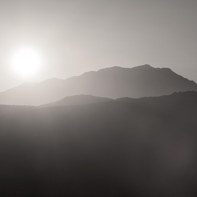 A black and white photo of sunset