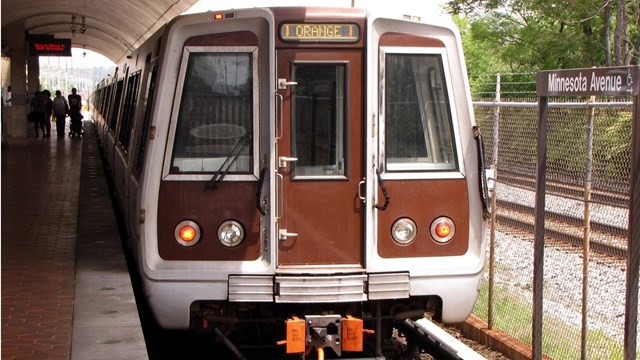 The front of the DC metro train