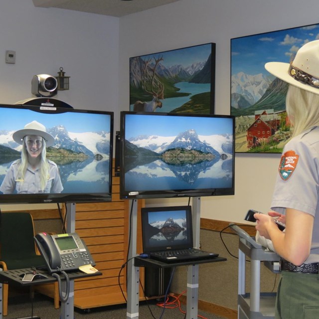Park ranger on a projection screen.