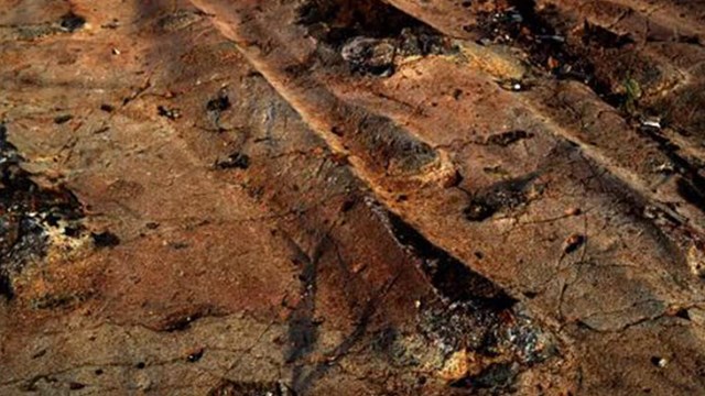 Glacial groves in rock from the Keweenaw