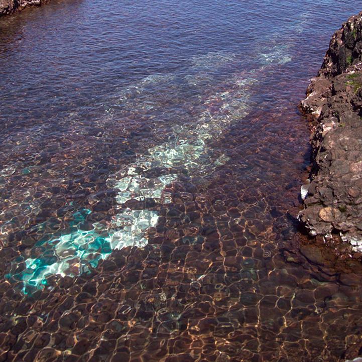 Copper veins running into Lake Superior