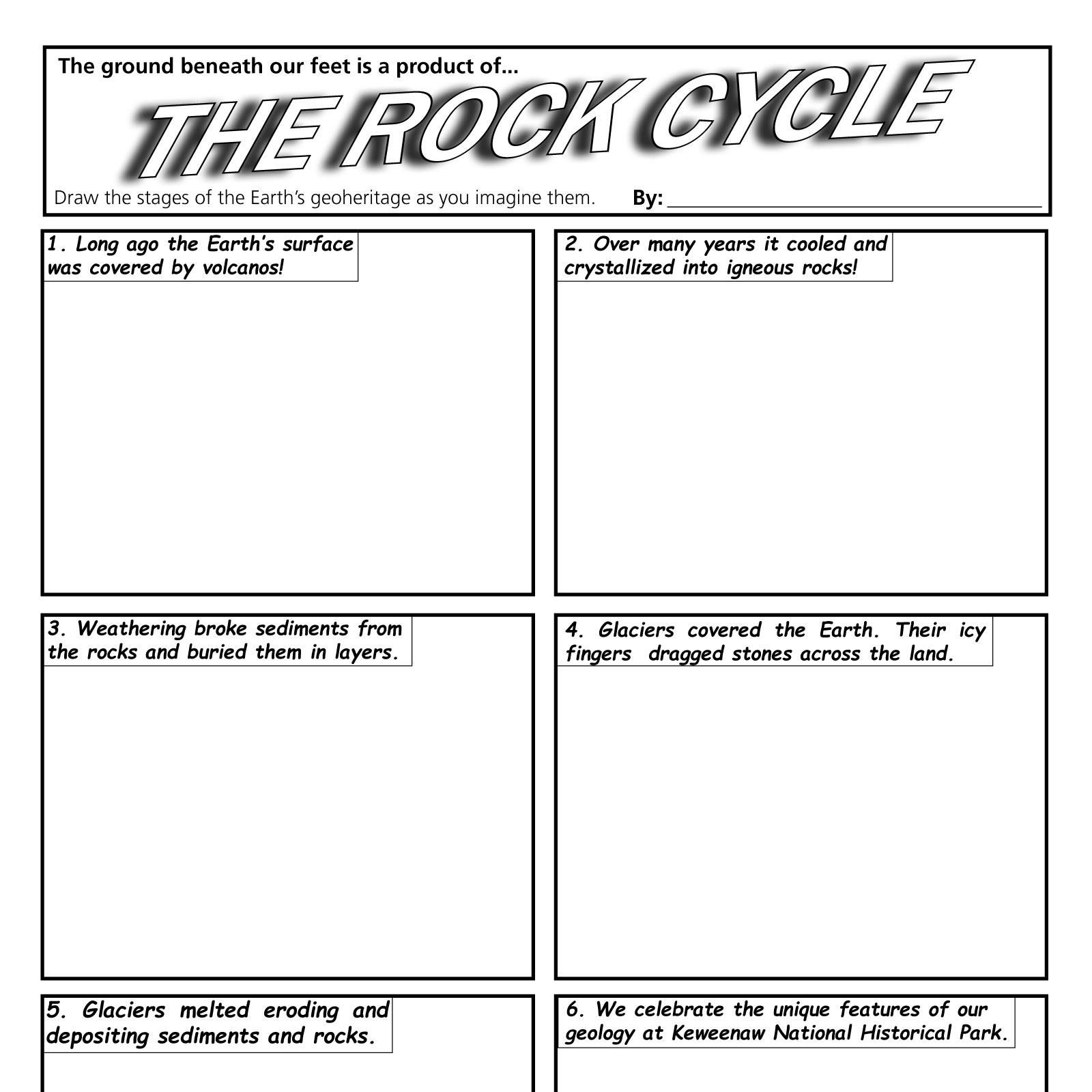 A blank comic strip template with 6 tiles, each having a prompt.