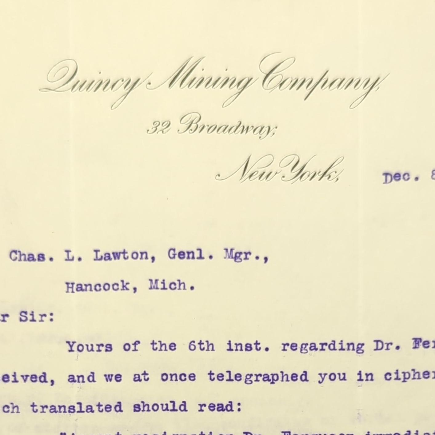 A historic document from the MTU Archives.