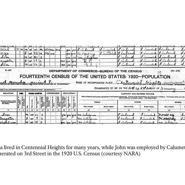 An excerpt from the 1920 U.S. Census for Calumet Township, Michigan.