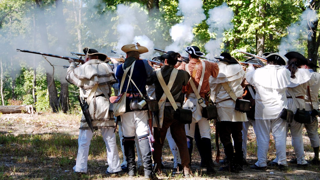 Militia fire their weapons at a special event.