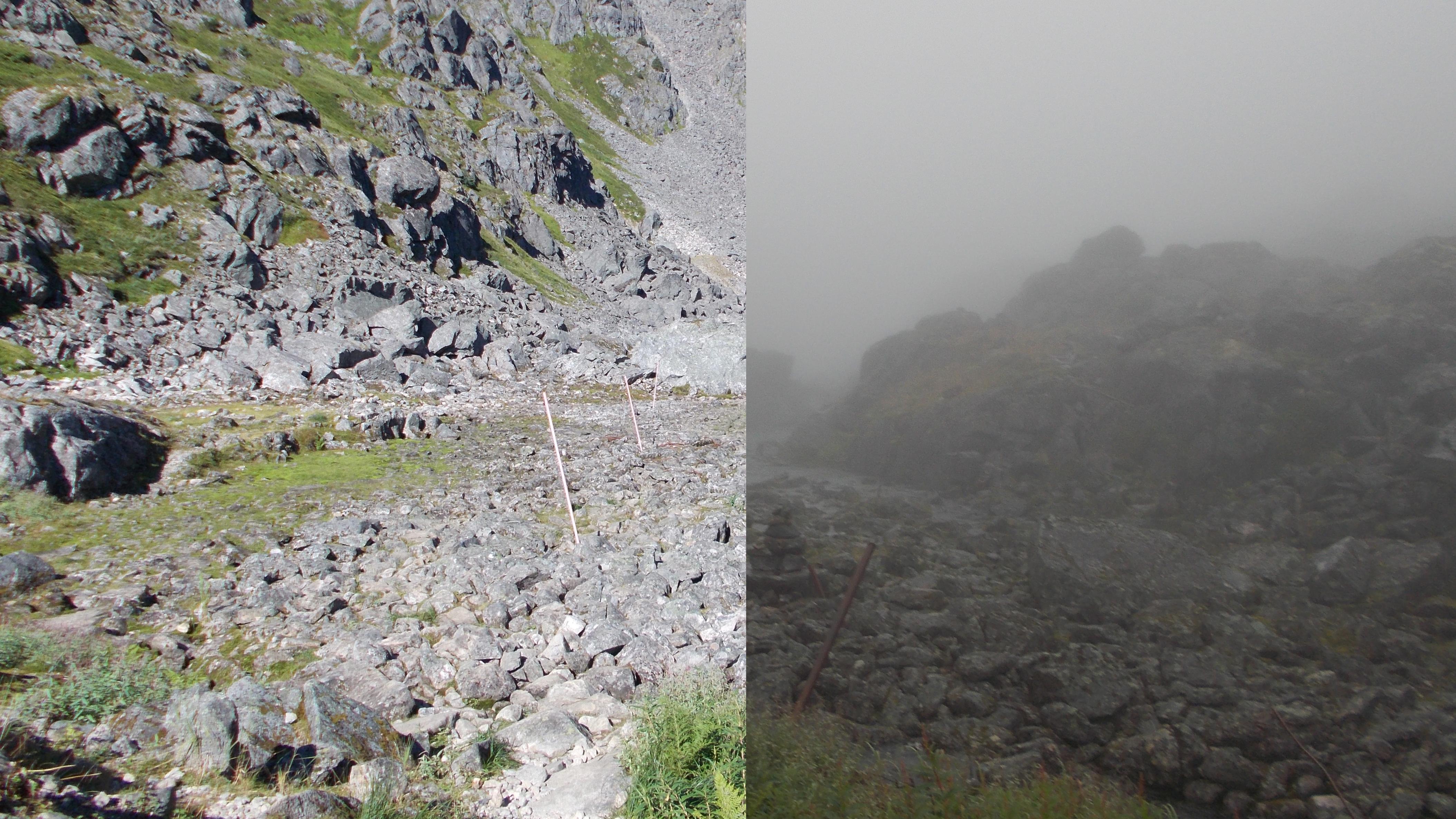 composite image showing sunny and foggy versions of the same scene