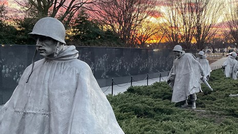 Korean War Veterans Memorial at Sunset
