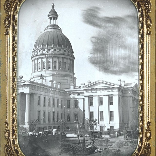 Black and white image of the Old Courthouse Dome