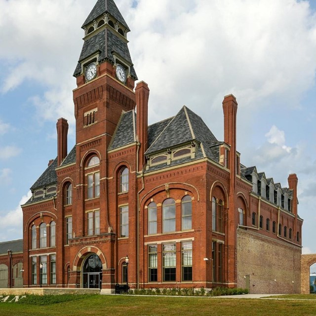 View of the Administration Clock Tower Building at Pullman National Monument