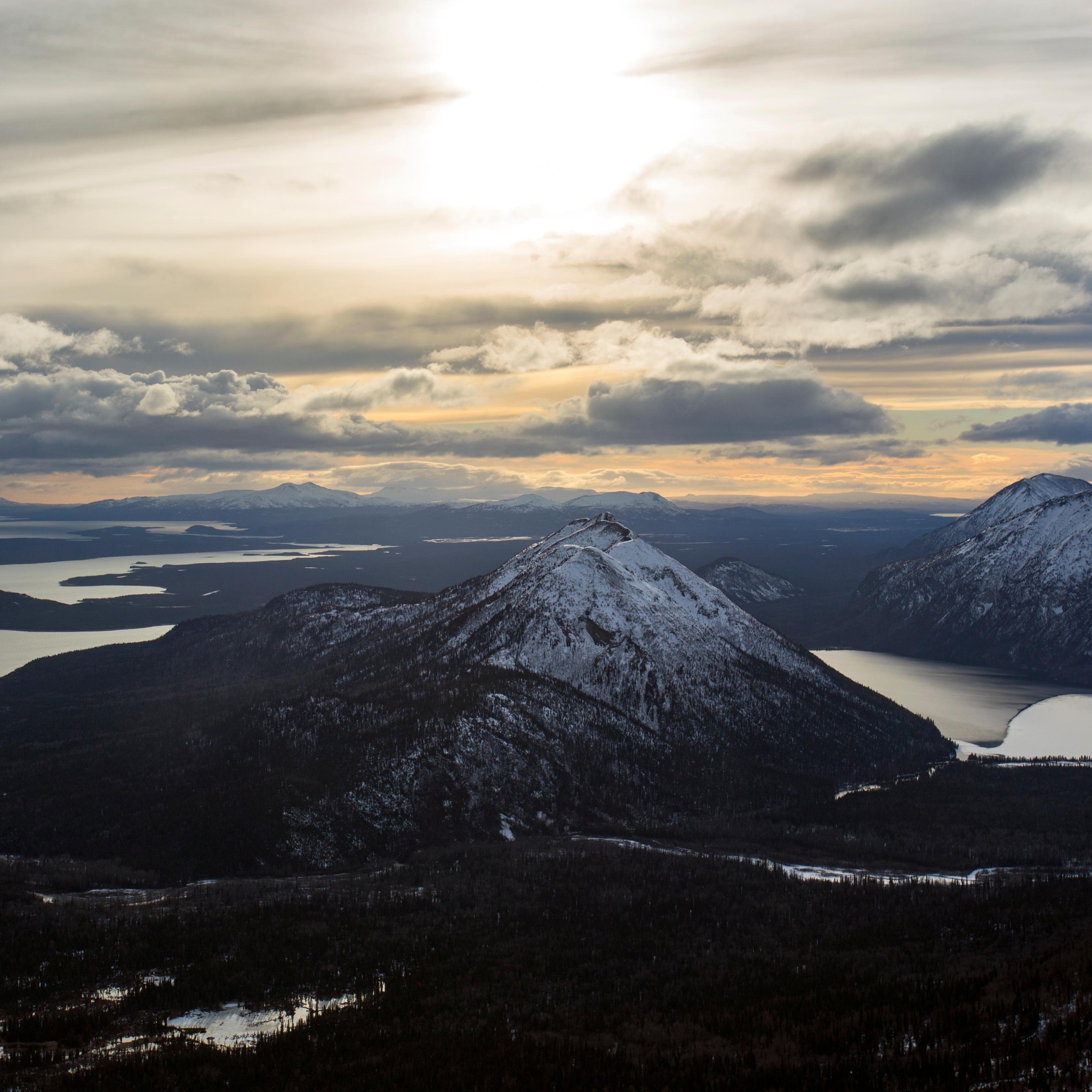 an aerial view of Kijik River and Lake Clark