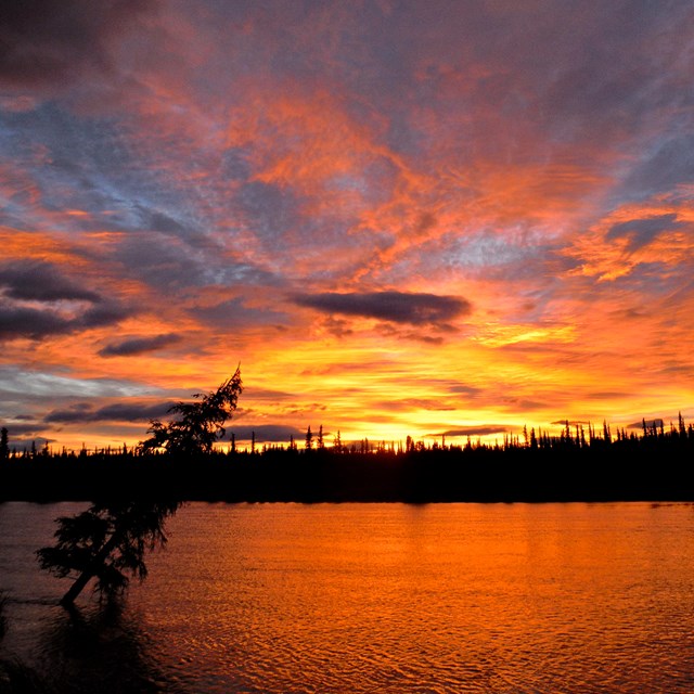 sunset on a river