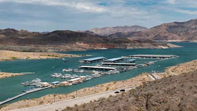 aerial view of Callville Bay Marina