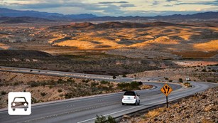 Car driving through Lake Mead National Recreation Area