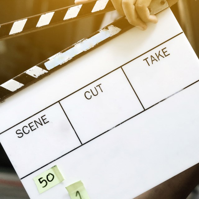 A movie slate. 