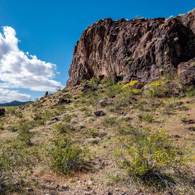 High brown mountains in the desert. 