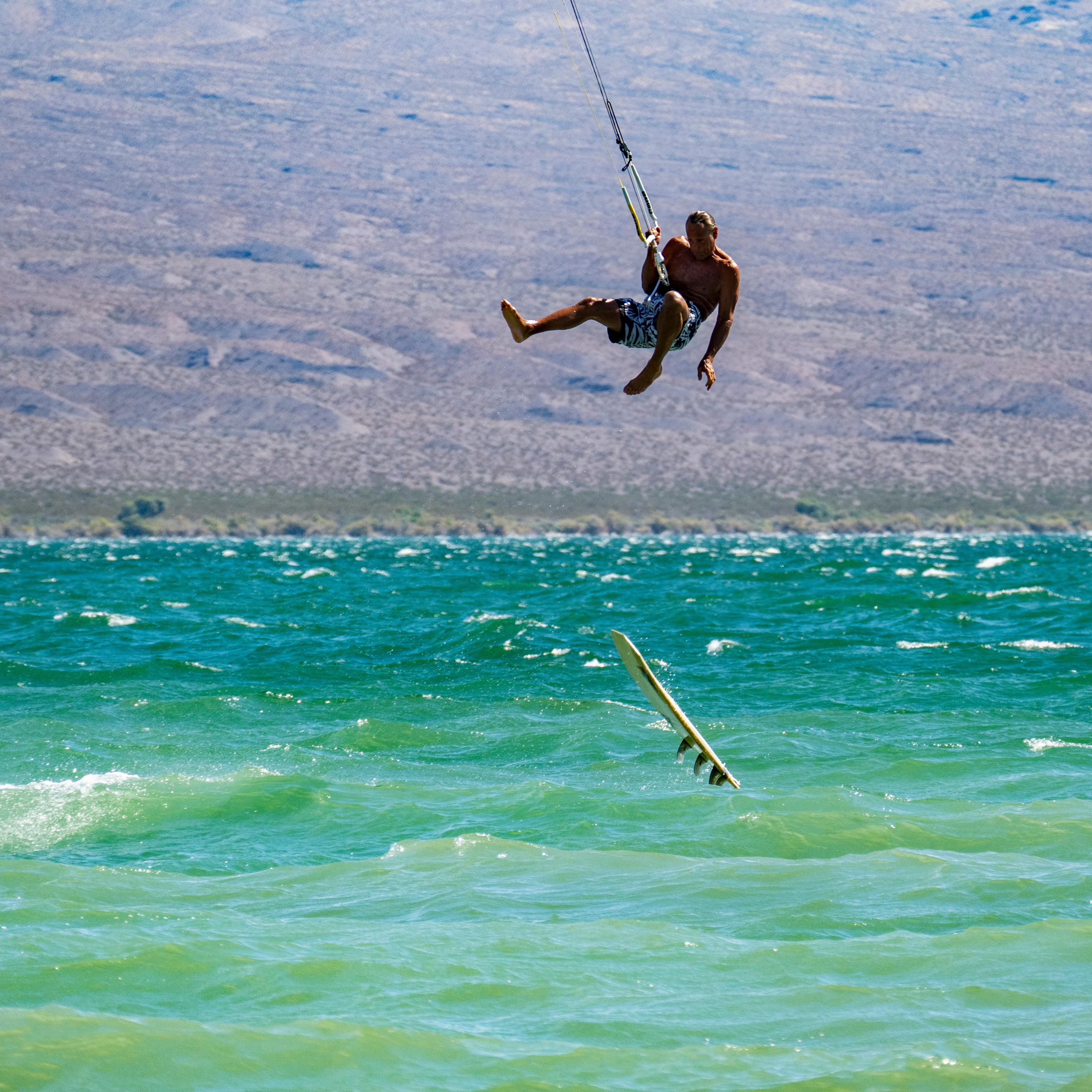 Kiteboarding over Lake Mead. 