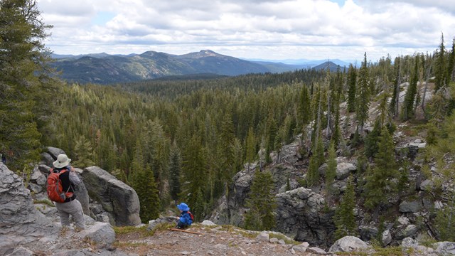 Visitors on a trail in Lassen's wilderness