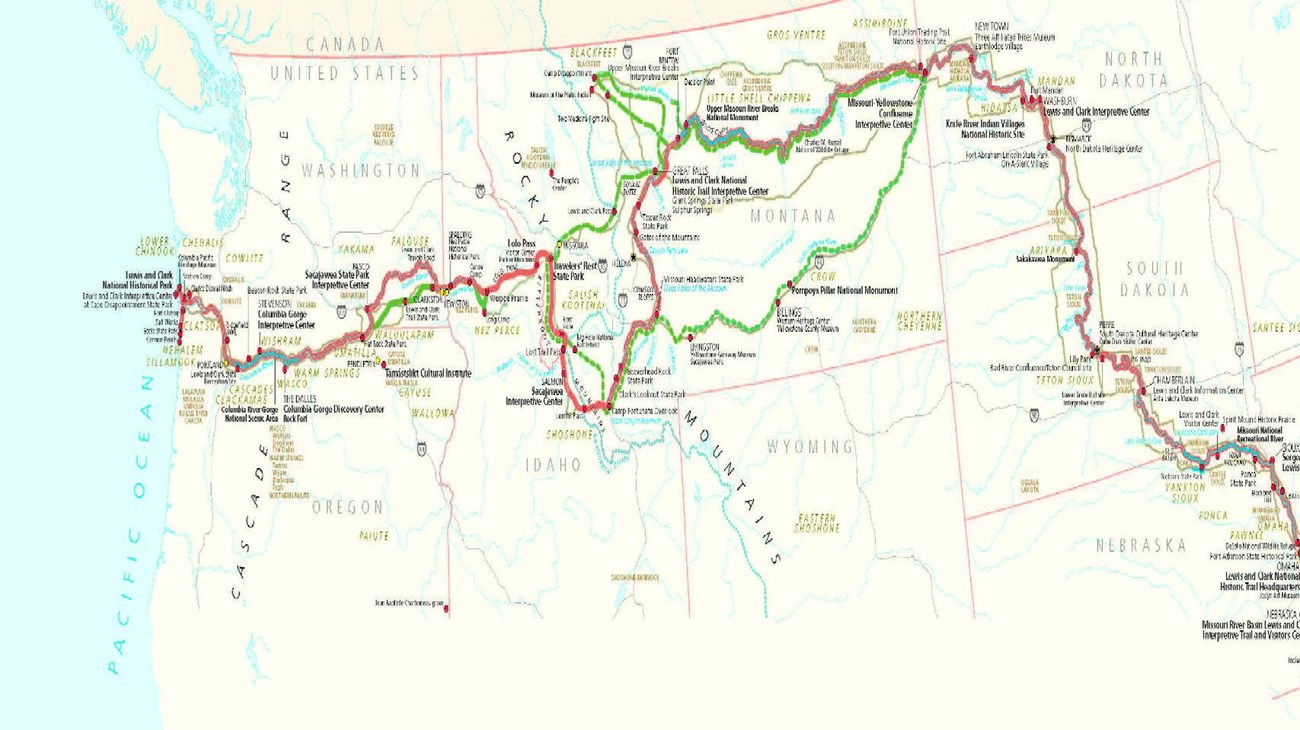 Map of Lewis and Clark Trail 