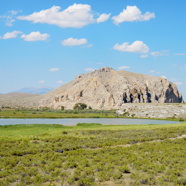 Large rock formation in the distance