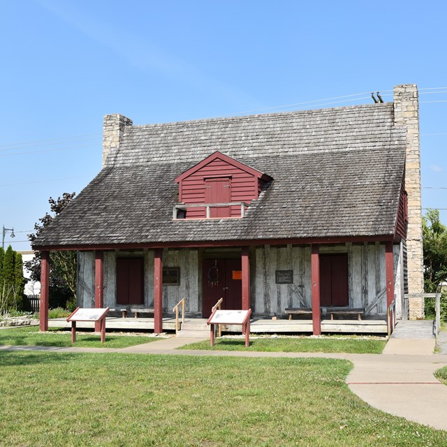 wooden building painted red