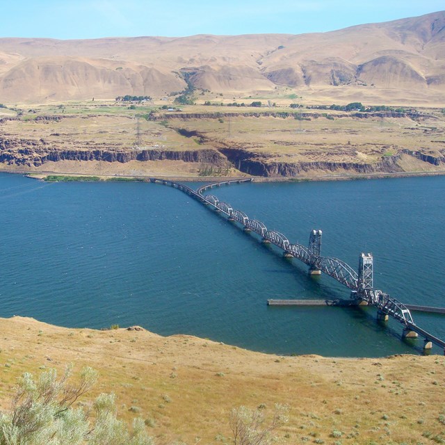 Large river with bridge across