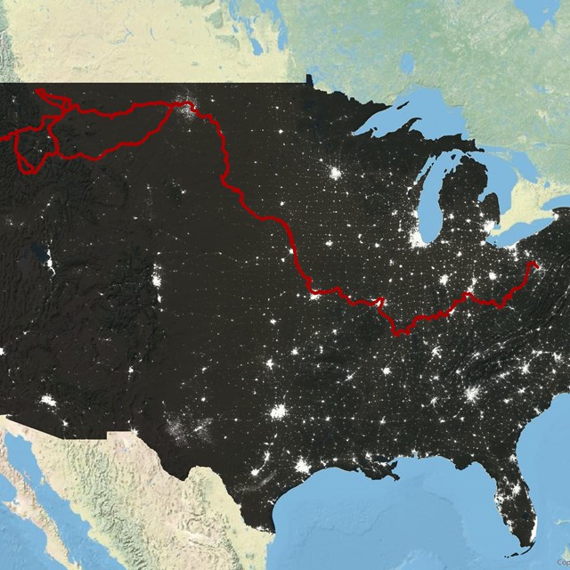 light pollution map of the U.S.