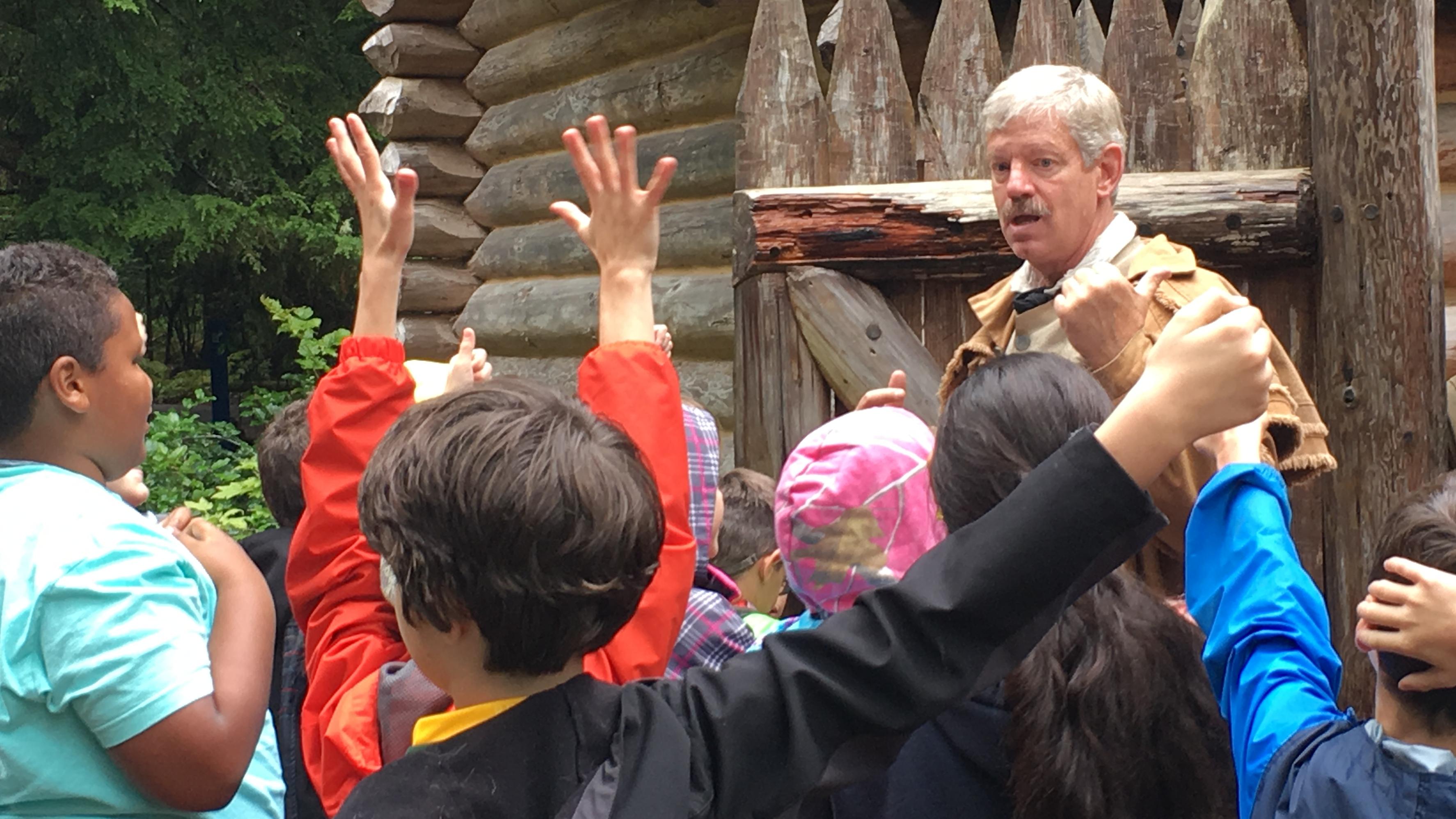 Ranger orienting students at Fort Clatsop.