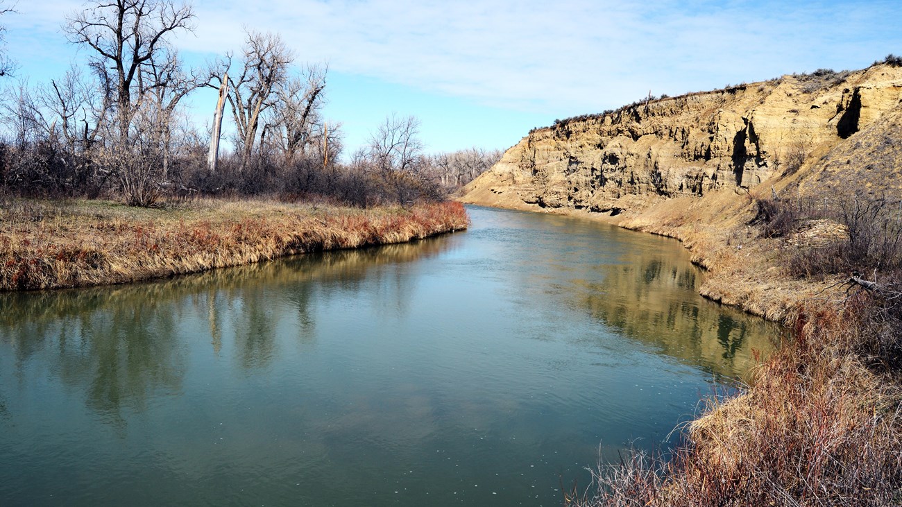 The Little Bighorn River flows northward through a section of the monument. 