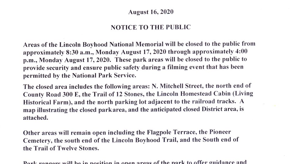 Notice to the public text on alerts and conditions page.