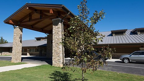 An image of the front of the Little River Canyon Center.