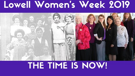 A poster featuring Lowell women throughout time.