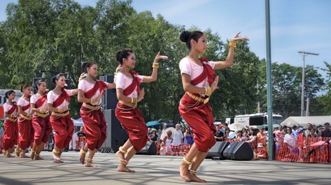 A group of dancers perform at the Southeast Asian Water Festival